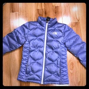 Girls North Face jacket; purple
